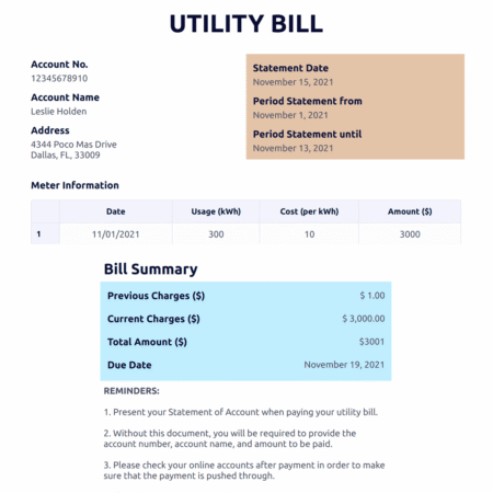 Utility Bill